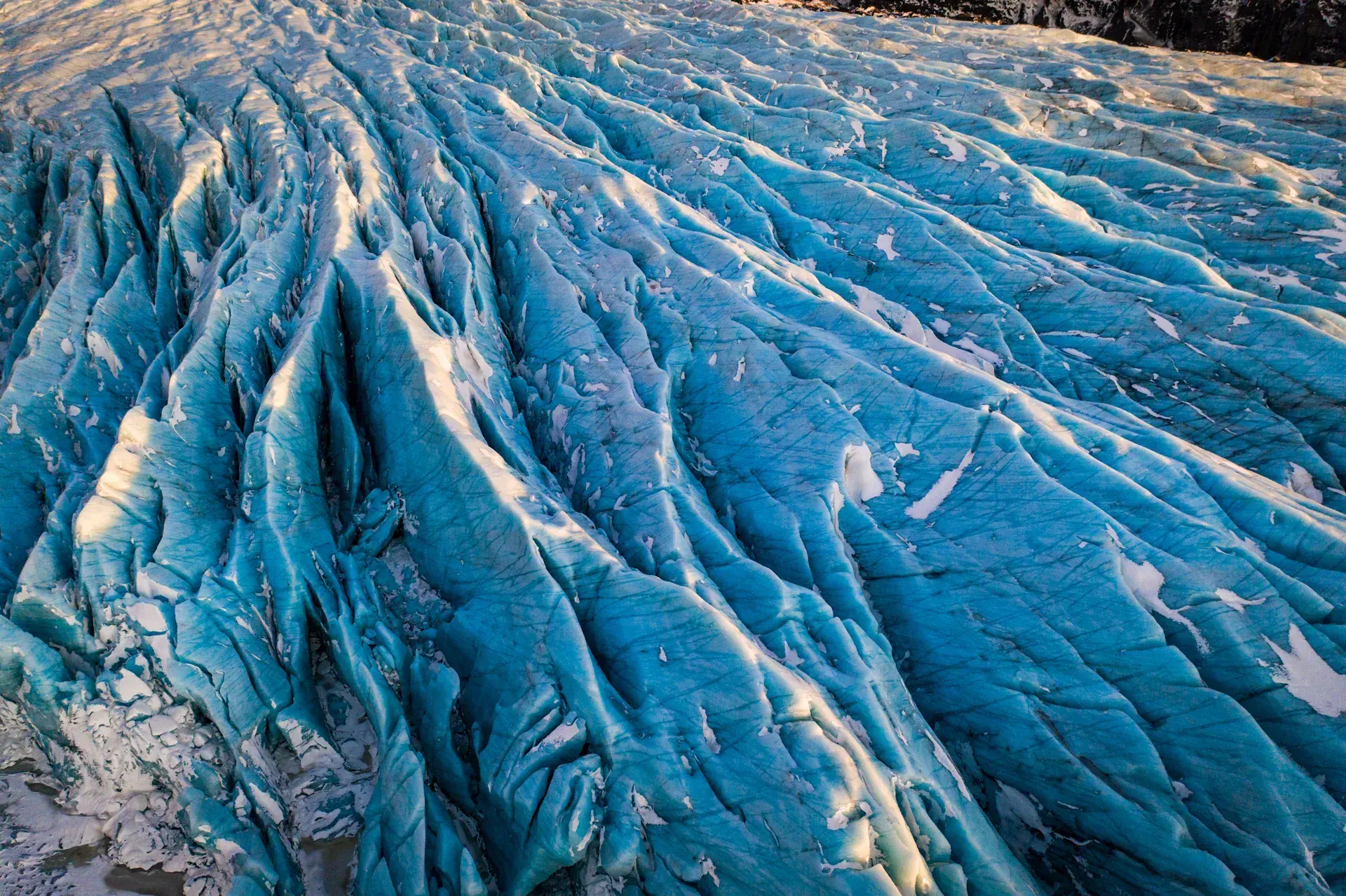 Icelandic fire and ice landscape with volcanic terrain and glacier scenery